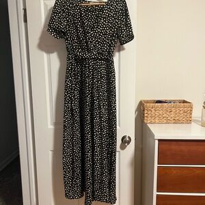 Carly Jean Los Angeles Black and White Polka Dot Maxi Dress